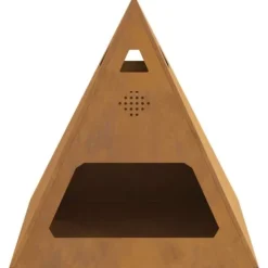 Sale Pyramidformad eldstad i väderbeständigt stål | Storlek: 50x50x51 cm | Färg: Stålgrå Öppna Spisar