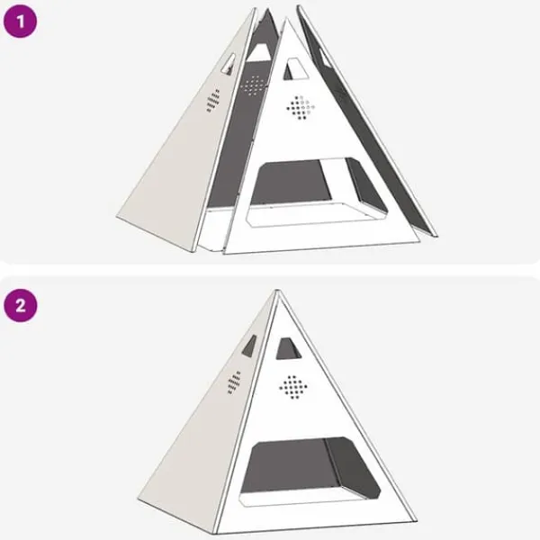 Sale Pyramidformad eldstad i väderbeständigt stål | Storlek: 50x50x51 cm | Färg: Stålgrå Öppna Spisar