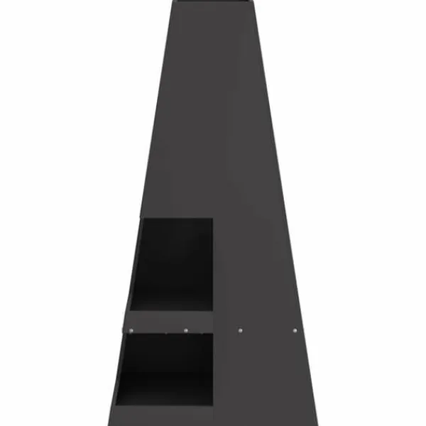 Pyramidformad vedeldad eldplats med vedförvaring - Rostbeständig stål | Färg: Svart | Storlek: 50x50x100 cm