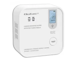 Qoltec certifierad trådlös kolmonoxiddetektor (Chad) med batteri | CO-detektor | sensorlivslängd 10 år | 85dB larm | LED