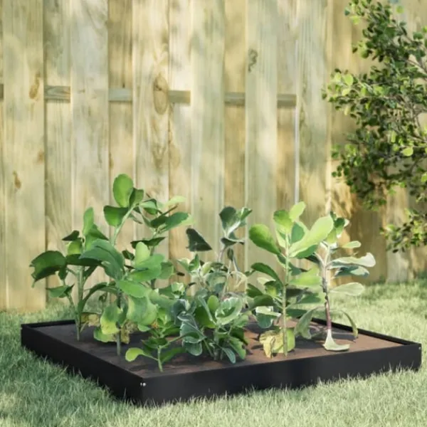 Best Rabattkant upphöjd svart 100x100x18,5 cm stål Planteringsbänkar