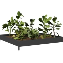 Best Rabattkant upphöjd svart 100x100x18,5 cm stål Planteringsbänkar