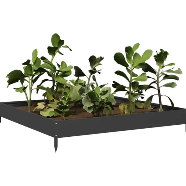 Best Rabattkant upphöjd svart 100x100x18,5 cm stål Planteringsbänkar