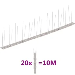 Clearance 2-raders Fågelpiggar i rostfritt stål 20 st 10 m Insektsmedel & Djuravvisande Medel