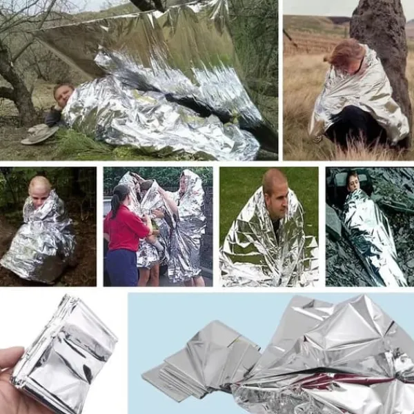 Online Räddningsfilt | Överlevnadsfilt | Nödfilt av Silverfolie mot Väder och Vind 160×210 cm Beredskapsplaner