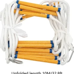 Räddningsstege - Repstege - 10 m - Brandsäker - 2 Karbiner - Bärkapacitet 200 kg - För nödutrymning
