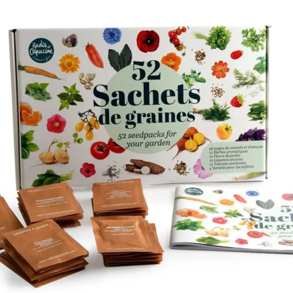 Rädisa och Nasturtium - Box med 52 paket frön att så