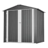 Redskapsbod i metall 142 x 185 cm, grå – låsbar dörr, ventilationshål, inkl. metallbas, vädertålig för trädgårdsredskap Skjul, Garage & Carports