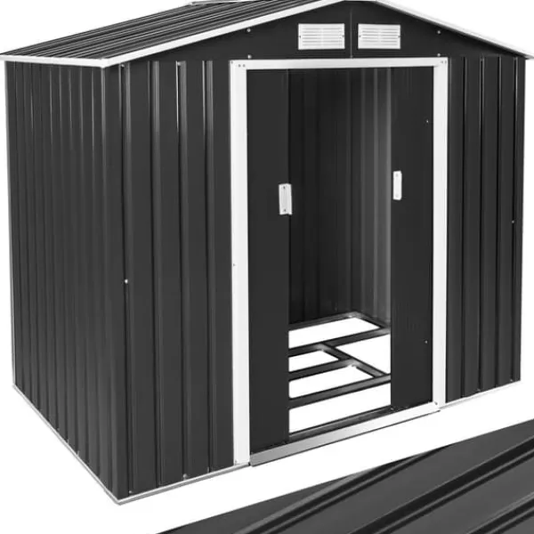 Online Redskapsbod med sadeltak - grå/vit Skjul, Garage & Carports