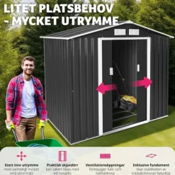 Online Redskapsbod med sadeltak - grå/vit Skjul, Garage & Carports