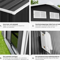 Online Redskapsbod med sadeltak - grå/vit Skjul, Garage & Carports