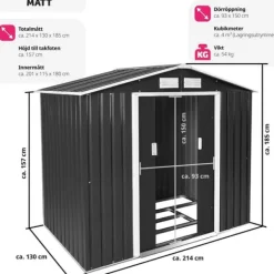 Online Redskapsbod med sadeltak - grå/vit Skjul, Garage & Carports