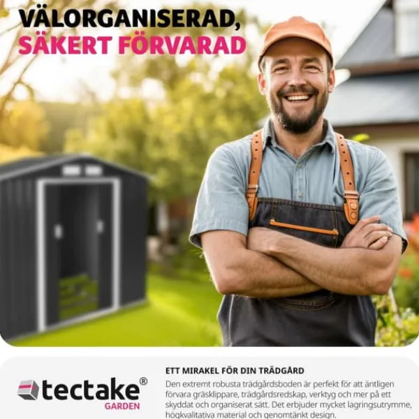 Online Redskapsbod med sadeltak - grå/vit Skjul, Garage & Carports