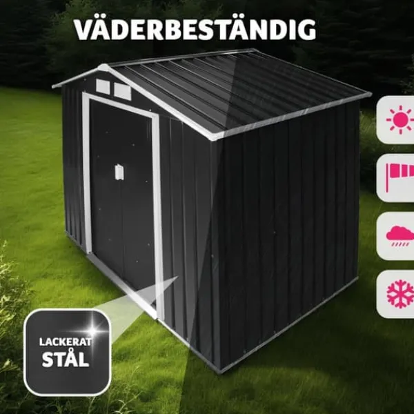 Online Redskapsbod med sadeltak - grå/vit Skjul, Garage & Carports