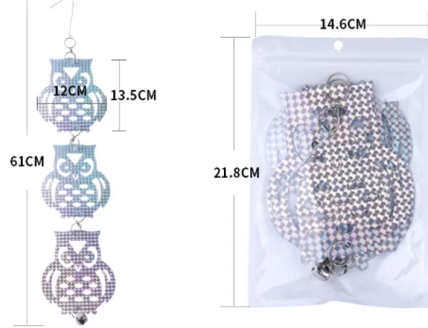 Reflekterande fågelskrämma i form av ugglor 4 Pack