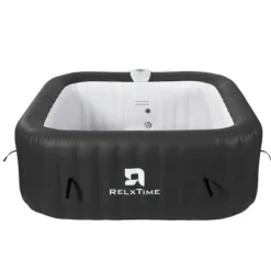 Online Rektangulär 6-personers bubbelpool - RELXTIME - 130 jetstrålar - Svart - Filter och överdrag ingår Spa & Utomhusbad