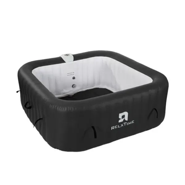 Online Rektangulär 6-personers bubbelpool - RELXTIME - 130 jetstrålar - Svart - Filter och överdrag ingår Spa & Utomhusbad