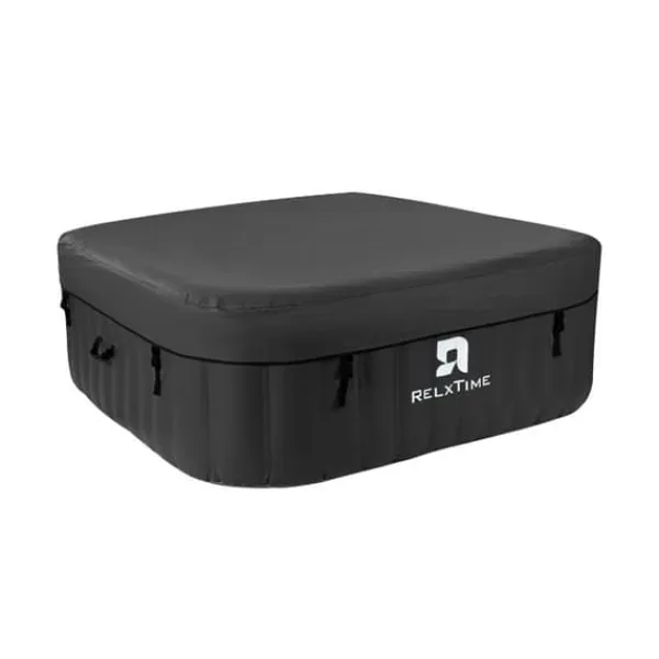 Online Rektangulär 6-personers bubbelpool - RELXTIME - 130 jetstrålar - Svart - Filter och överdrag ingår Spa & Utomhusbad