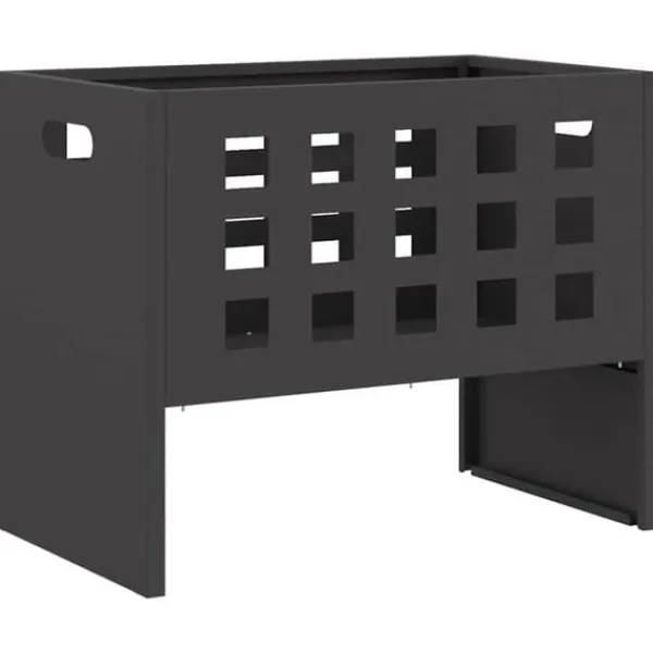 Online Rektangulär utomhuseldstad i svart stål | Storlek: 50x30x40 cm Öppna Spisar