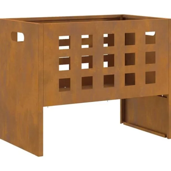 New Rektangulär vedeldad eldstad i Corten stål | Storlek: 50x30x40 cm | Färg: Brun Vedeldade Kaminer