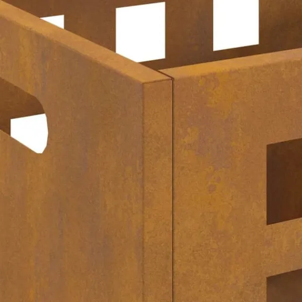 New Rektangulär vedeldad eldstad i Corten stål | Storlek: 50x30x40 cm | Färg: Brun Vedeldade Kaminer