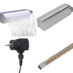 Hot Rektangulärt Vattenfall Poolfontän med LEDs i rostfritt stål 30 cm - Poolfontän - Poolfontäner - Home & Living Fontäner & Dammar