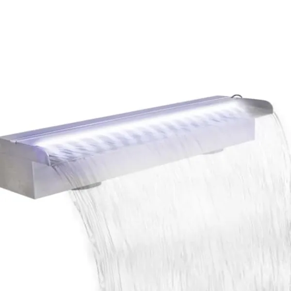 Rektangulärt Vattenfall Poolfontän med LEDs i rostfritt stål 60 cm - Poolfontän - Poolfontäner - Home & Living