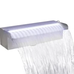 vidaXL Rektangulärt Vattenfall Poolfontän med LEDs i rostfritt stål 30 cm - Fontäner