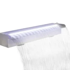 vidaXL Rektangulärt Vattenfall Poolfontän med LEDs i rostfritt stål 60 cm