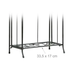 Relaxdays Blomsterhylla i metall 2 plan utomhus växtstöd balkong terrass trädgård HxBxD: 64,5 x 33,5 x 18 cm, svart