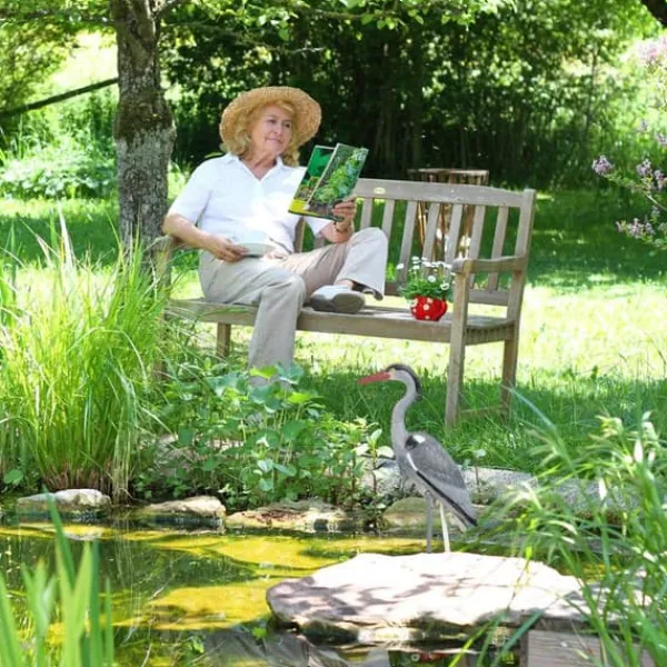 Relaxdays Dekorativ hägerstaty, skydd mot fiskjägare, stående fågel, damm, för plantering, PE, grå