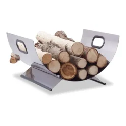 Discount Relaxdays Eldstadshållare tidningsställ i rostfritt stål modernt trästöd i metall HxBxD: 19 x 37 x 33 cm, silver Tillbehör Till Vedeldade Kaminer & Öppna Spisar