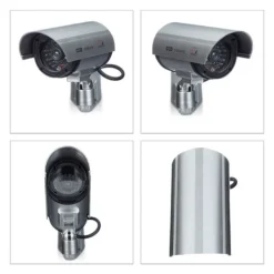 Relaxdays Falsk övervakningskamera inomhus utomhus dummy kamera LED-vägglampa säkerhet inbrottstjuv stjäl 1002057