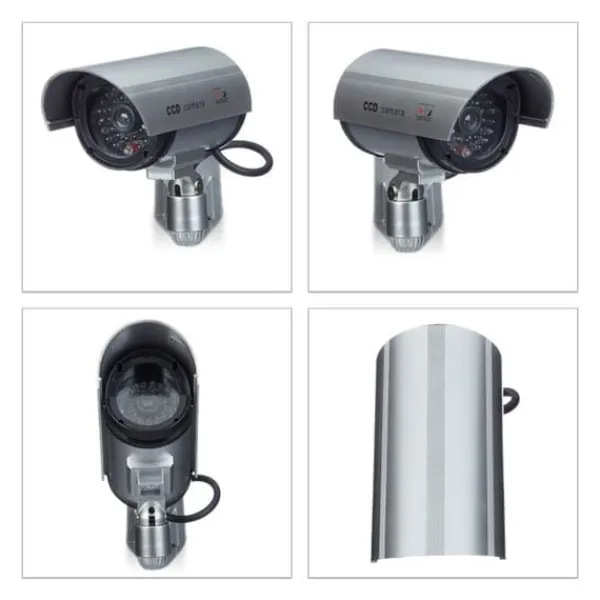 Relaxdays Falsk övervakningskamera inomhus utomhus dummy kamera LED-vägglampa säkerhet inbrottstjuv stjäl 1002057