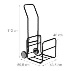 New Relaxdays Trävagn, 2 i 1, stockkorg med hjul, stål, upp till 45 kg, transport & förvaring, svart Tillbehör Till Vedeldade Kaminer & Öppna Spisar
