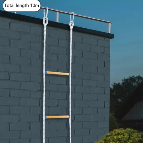 Outlet Repstege för nödutrymning - Portabel räddnings-/klätterstege - Höjd 3,8 m - Bredd 30 cm - Maxbelastning 100/120 kg - Fällbar - Färg Blå/Vit/Gul Beredskapsplaner