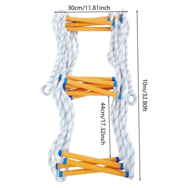Outlet Repstege för nödutrymning - Portabel räddnings-/klätterstege - Höjd 3,8 m - Bredd 30 cm - Maxbelastning 100/120 kg - Fällbar - Färg Blå/Vit/Gul Beredskapsplaner