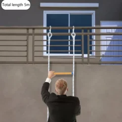Outlet Repstege för nödutrymning - Portabel räddnings-/klätterstege - Höjd 3,8 m - Bredd 30 cm - Maxbelastning 100/120 kg - Fällbar - Färg Blå/Vit/Gul Beredskapsplaner