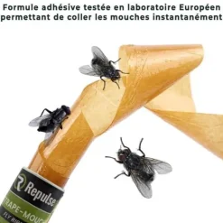 New Repulseo® Flugfångarbånd [Tillverkat i EU], Inomhusflugpapper, Klistermussefälla, Alternativ till flugsmällare Skadedjursfällor