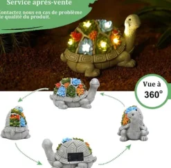 Resin Skulptur av Trädgårdsturtle - med Suculentväxter, Solarbelysning - Trädgårdsskulptur, Trädgårdsdekoration, Presentidé till Mamma