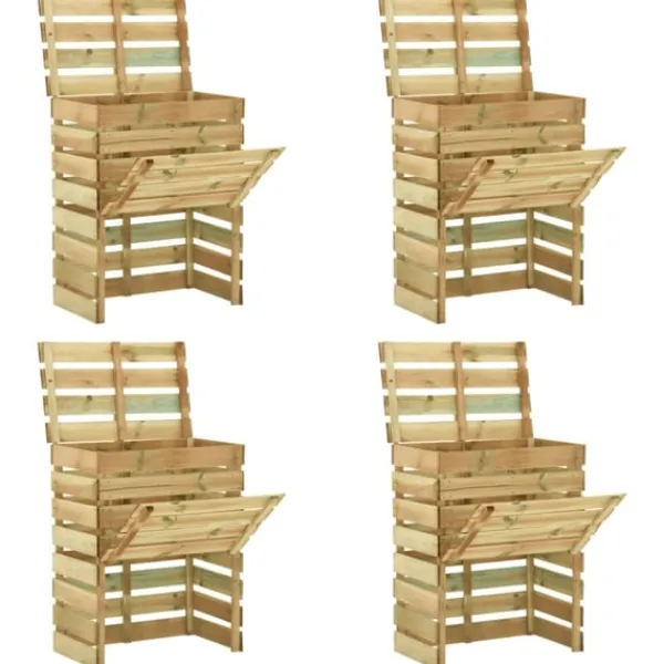 vidaXL Ribbad trädgårdskompost 4 st 80x50x100 cm impregnerad furu