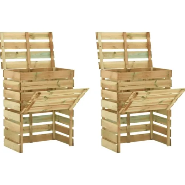 vidaXL Ribbad trädgårdskompost 2 st 80x50x100 cm impregnerad furu