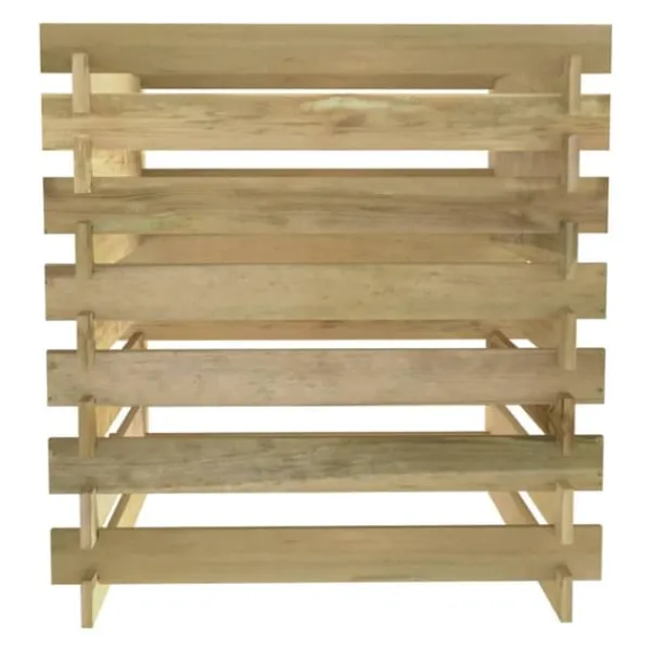 Ribbad trädgårdskompost i impregnerad furu | Storlek: 90x90x90 cm | Färg: Naturträ