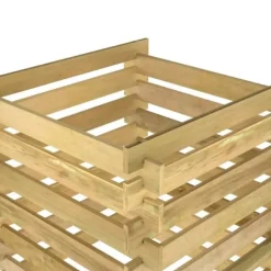 Ribbad trädgårdskompost i impregnerad furu | Storlek: 90x90x90 cm | Färg: Naturträ