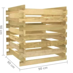 Ribbad trädgårdskompost i impregnerad furu | Storlek: 90x90x90 cm | Färg: Naturträ