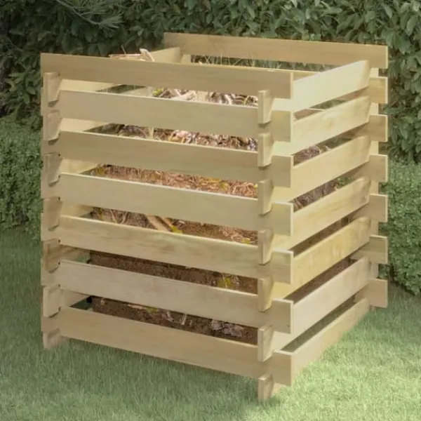 vidaXL Ribbad trädgårdskompost 90x90x90 cm impregnerad furu