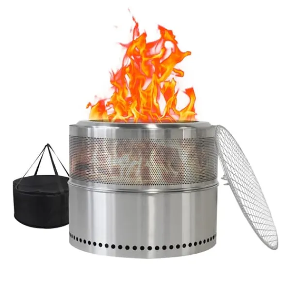 Clearance Rökfri eldstad i rostfritt stål, hopfällbar vedeldad grillbålplats, portabel för utomhusbruk Öppna Spisar