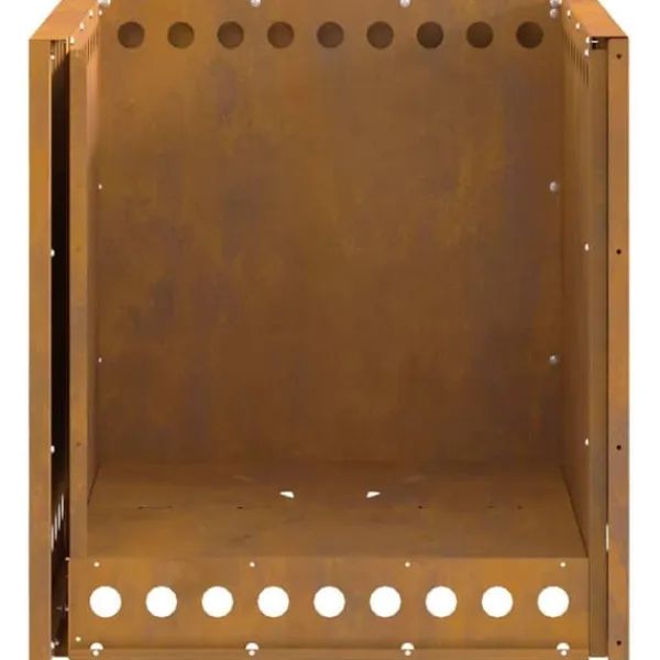 Sale Rökfri fyrkantig eldstad i väderbeständigt stål | Storlek: 48x48x50 cm | Färg: Rustik finish Öppna Spisar