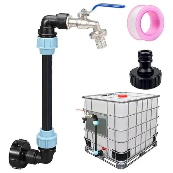 Best Robinet Cuve 1000L - Robinet IBC Col de Cygne de Cuve - Robinet en laiton - S60x6 - Filetage Grossier 3/4'' - 32cm Bevattning