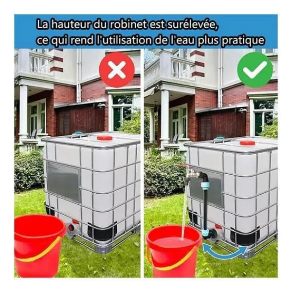 Best Robinet Cuve 1000L - Robinet IBC Col de Cygne de Cuve - Robinet en laiton - S60x6 - Filetage Grossier 3/4'' - 32cm Bevattning